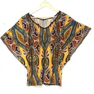 Notations women's top bat sleeve scoop neck boho stretchy  Size: M no